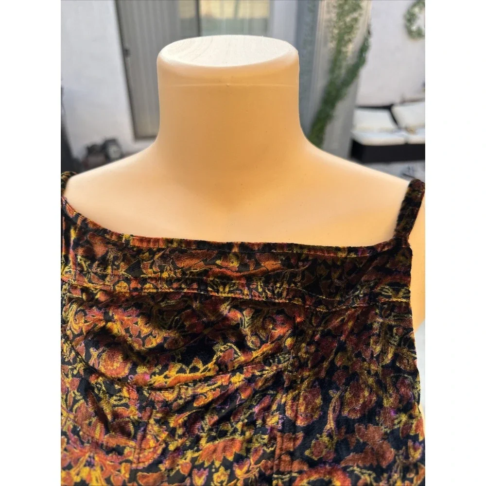 Free People Weekender Printed Velvet Jumpsuit featuring a paisley pattern Size L